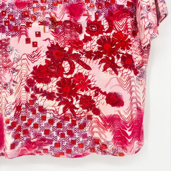 Take Two Vintage Pink and Red Floral Sequin Top Size 1X - Picture 3 of 6